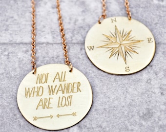 Not All Who,Wander Are Lost,Compass Necklace,Wanderlust Jewelry,Compass Charm,ift for Women,Wanderlust Necklace, Travel Jewelry