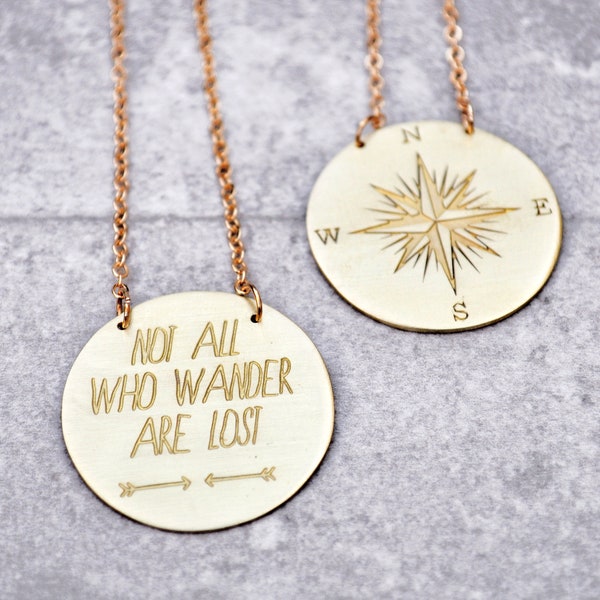 Not All Who,Wander Are Lost,Compass Necklace,Wanderlust Jewelry,Compass Charm,ift for Women,Wanderlust Necklace/Unique Christmas deal