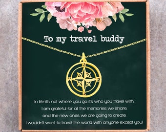 Handmade Compass Necklace - Sterling Silver Travel Jewelry Gift