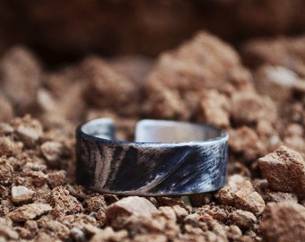 Mens Adjustable Ring, Thumb Ring, Mens Gift, Inspirational Ring, Raw Jewelry, Oxidized Silver Jewelry, Boyfriend Present, Handmade Mans Him
