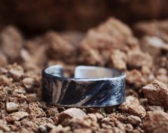 Herrenring verstellbar, Daumenring, Herrenring, Geschenk für Männer, Inspirational Ring, Rohschmuck, oxidierter Silberschmuck, Freundgeschenk, handgemachter Herrenring