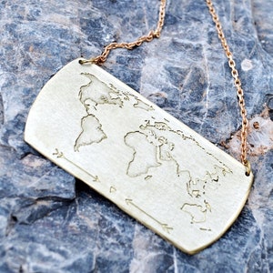 World Map Necklace, Handmade Travel Buddy Pendant, Gift For Women, Globe Fernweh Present, Unique Personalized Wanderlust Jewelry Him Her