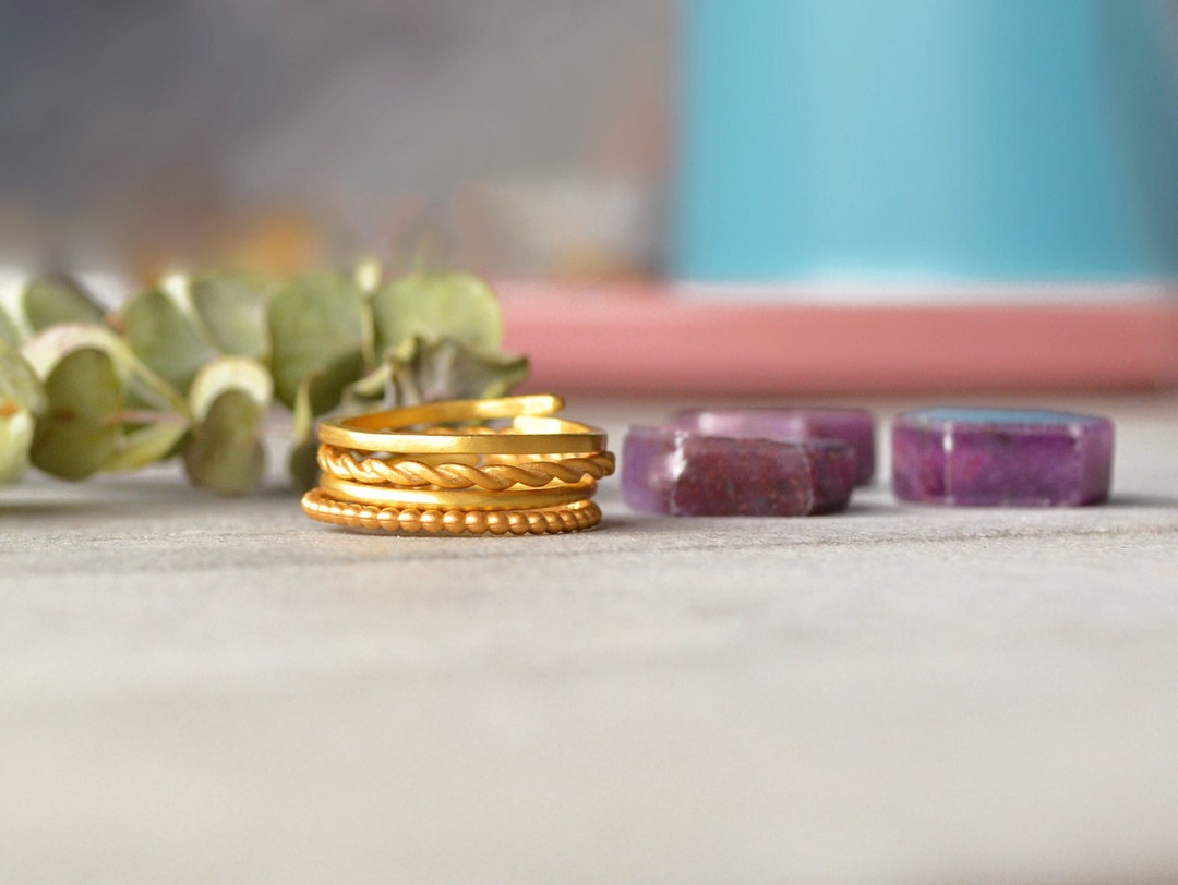 Minimal Rings Set of 3, Sterling Silver Midi Ring, Gold Minimal Knuckle ...