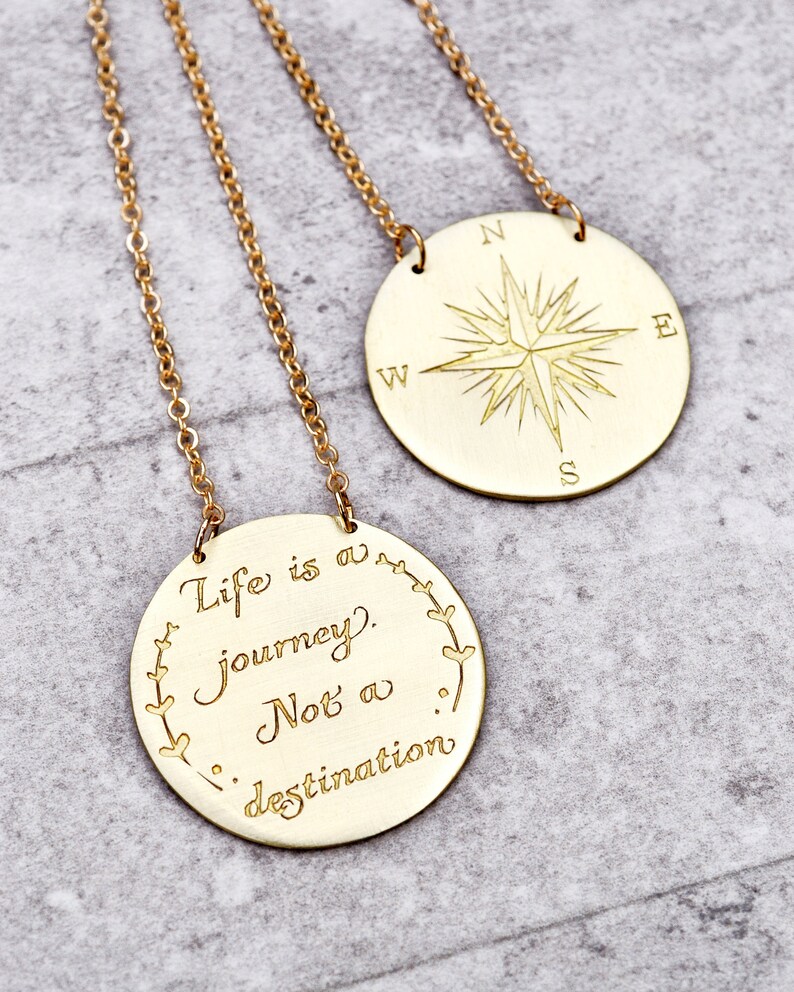 Life is a Journey/not A Destination/ Compass Necklace Etsy