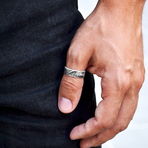 Mens Adjustable Ring, Thumb Ring, Mens Gift, Inspirational Ring, Raw Jewelry, Oxidized Silver Jewelry, Boyfriend Present, Handmade Mans Him image 4