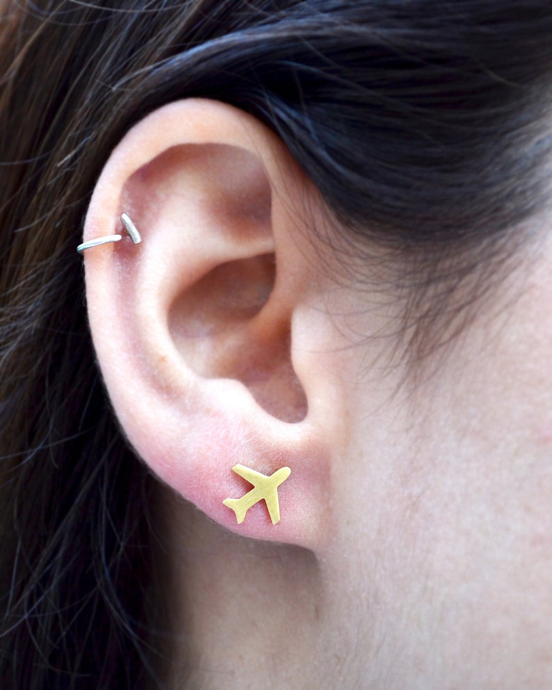 Airplane Studs / Airplane Earrings / Travel Gift / Aviation Etsy