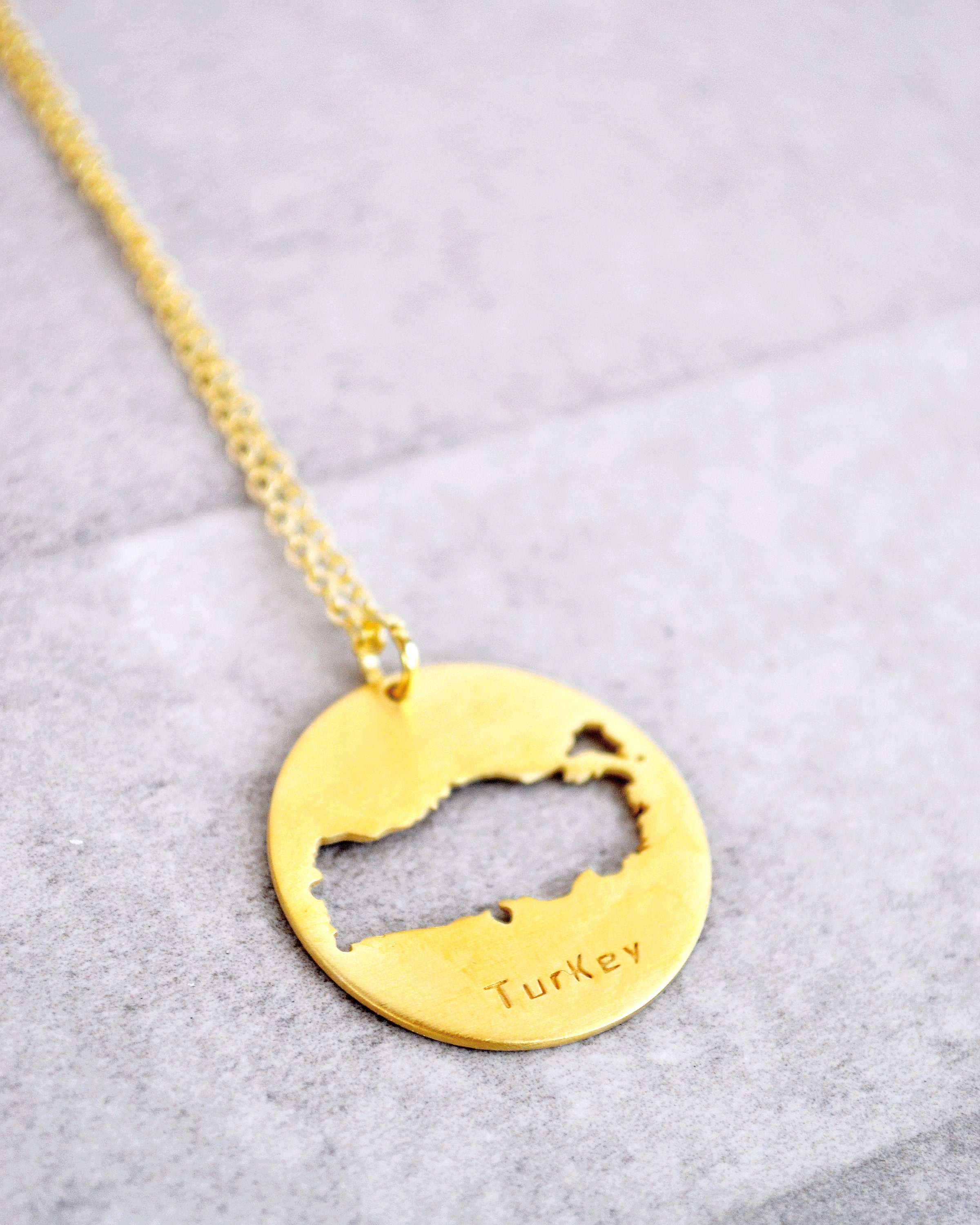 Collana con mappa della Turchia – Ciondolo con contorno