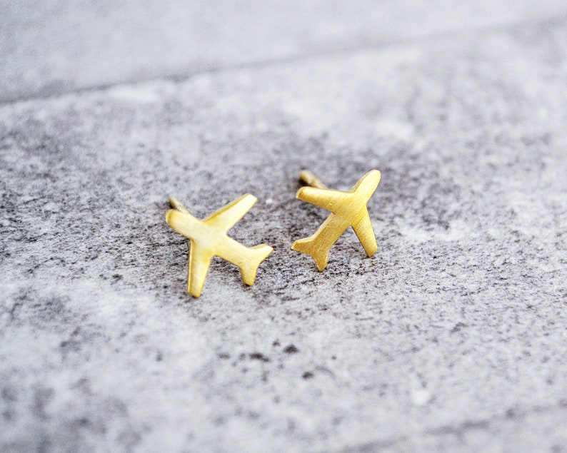 Airplane Studs, Airplane Earrings, Travel Gift, Aviation Jewelry, Silver Plane Studs, Travel Earrings, Travel Studs ,Flight Attendant image 6