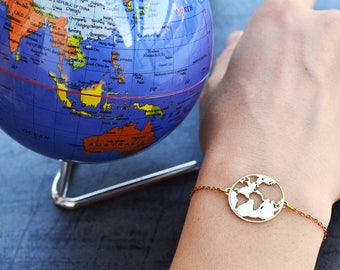 Set De Regalo Para Viajeros - Pulsera Mundo + Neceser + Tarjeta, Detalle Perfecto Para Despedidas