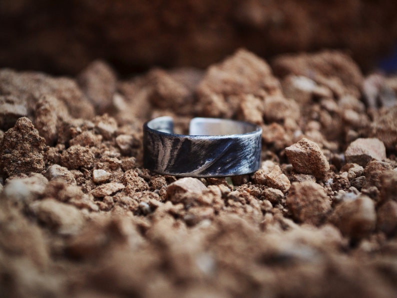 Mens Adjustable Ring, Thumb Ring, Mens Gift, Inspirational Ring, Raw Jewelry, Oxidized Silver Jewelry, Boyfriend Present, Handmade Mans Him image 1