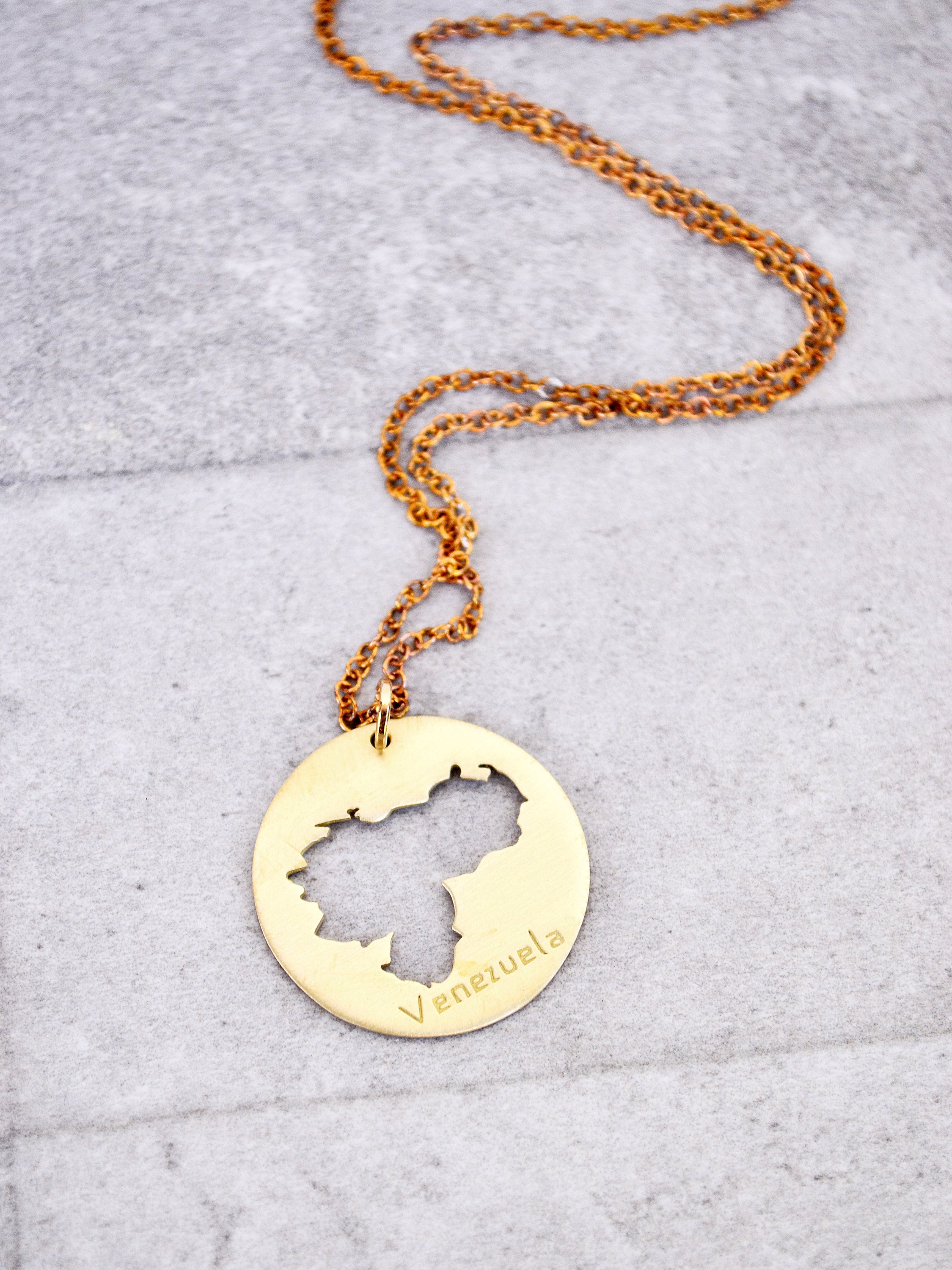 Venezuela Map Pendant Necklace - Stainless Steel Silver Jewelry, 24K Gold Plated, Nickel & Lead Free, Gift For Travel Lovers - View #9