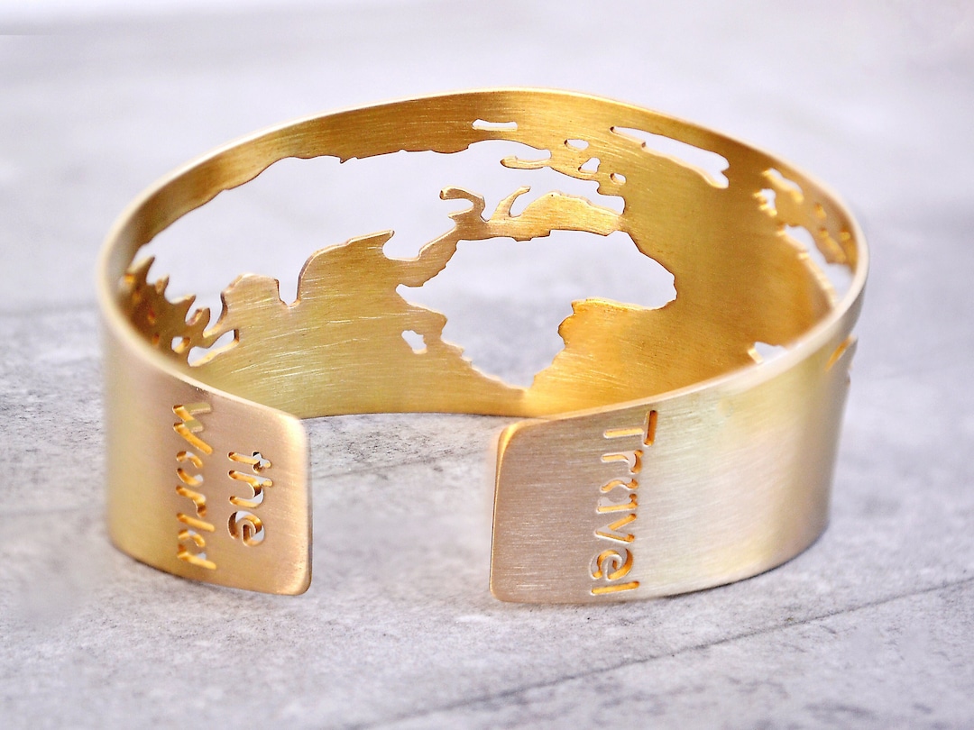 World Map Bracelet /travel Bracelet /cuff Bracelet/globe Bracelet /traveler Gift/world Map Cuff/world Bracelet/travel Jewelry/travel Gift