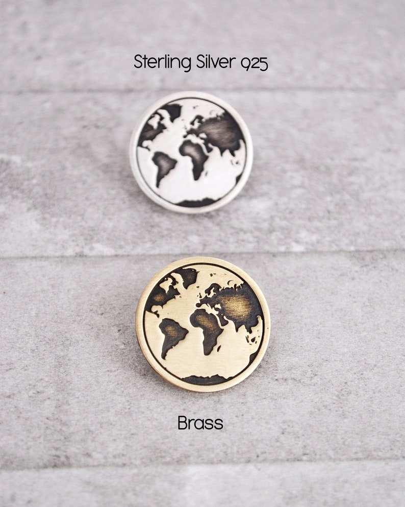 World Map Lapel Pin, Handmade Globe Brooch, Travel Gift for Him Her ...