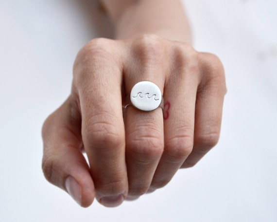 Wave Ring Surfer Gift Sea Ring Promise Ring Surf Jewelry Pinky Ring Chevalier Ring Mens Pinky Ring Anello Chevalier Mens Jewelry Waves Ring