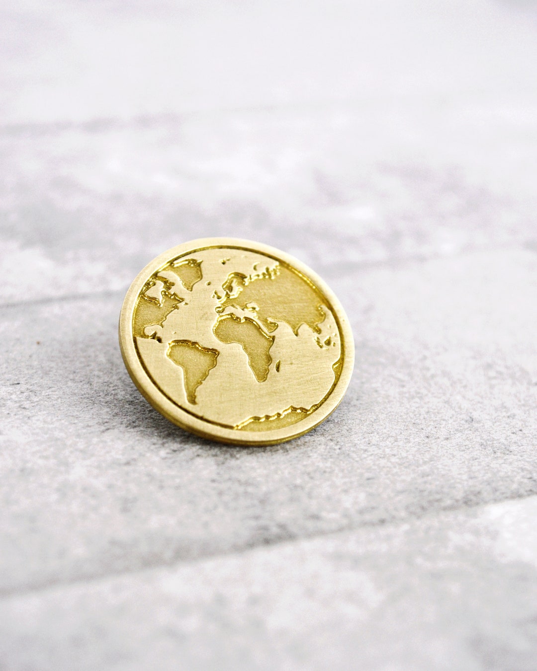 World Map Pin - Gold Travel Lapel Pin, Traveler Gift World Map Badge - Etsy