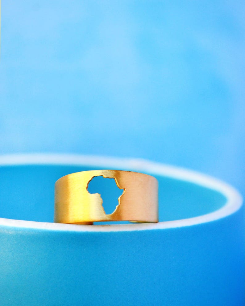 Africa Map Ring - Adjustable Gold or Sterling Silver - Etsy