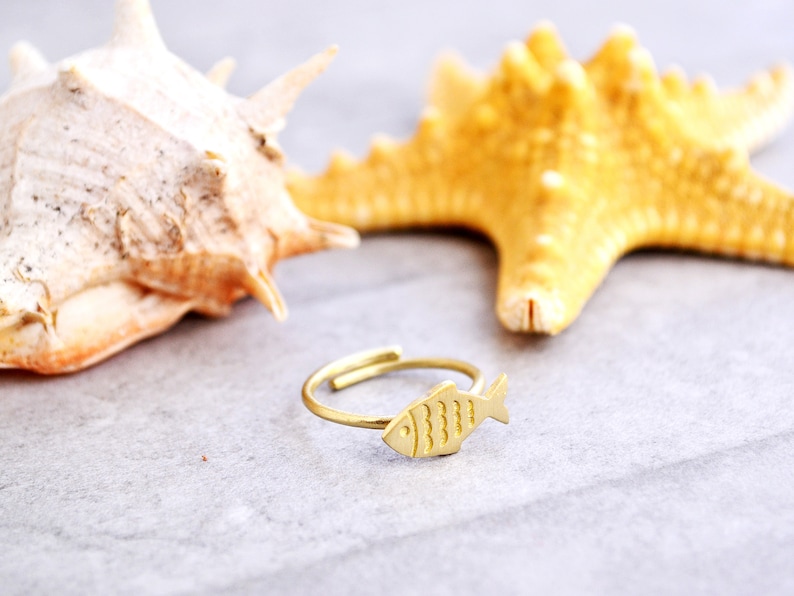 Adjustable Fish Ring - Gold or Sterling Silver, Sea Jewelry - Etsy