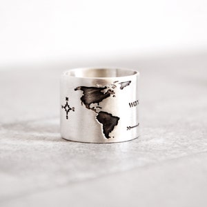 World Map Ring, Travel Ring, Oxidized Silver Ring, Travel Gift,Gift for Women,Gift for Traveler,Christmas Girlfriend Gift,Globe Ring image 4