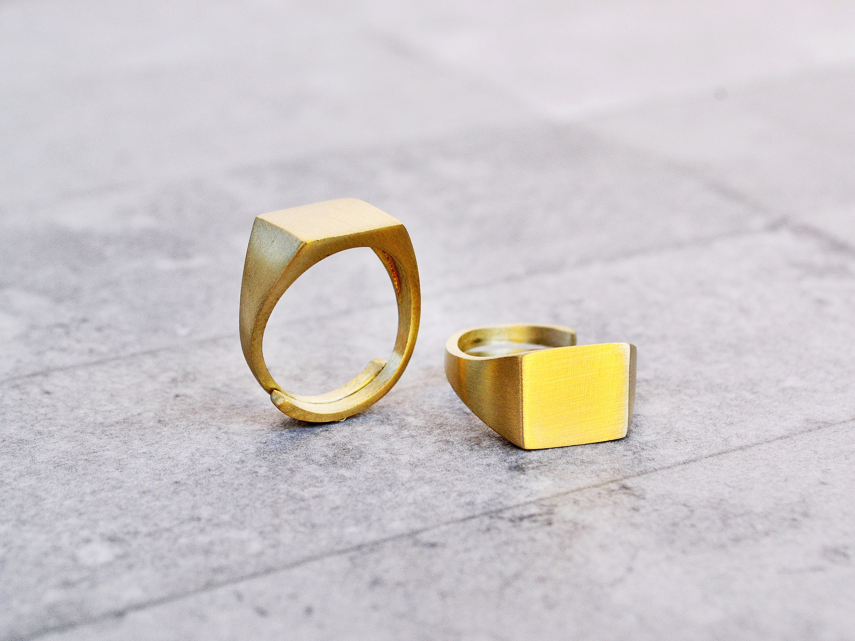 Customizable Square Signet Ring - Personalized Initial Ring, Adjustable ...