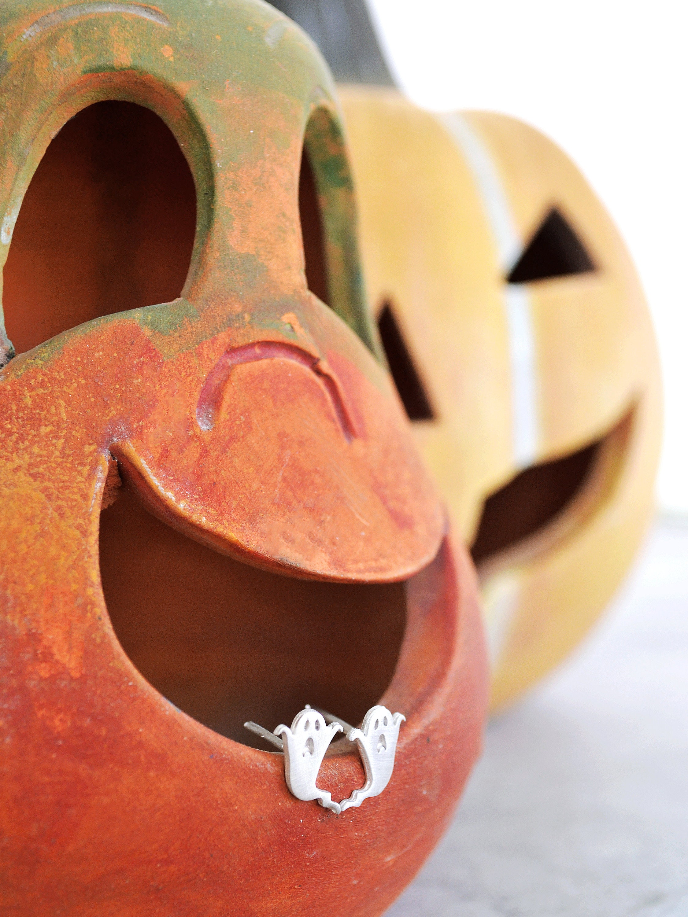 Orecchini pendenti/pendenti in argento con ciondoli a forma di fantasma e zucca, orecchini a forma di fantasma, orecchini a forma di zucca, orecchini