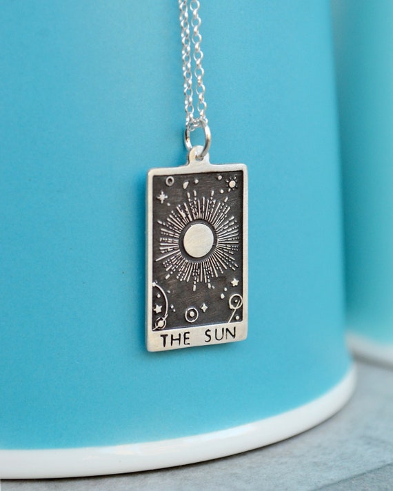 ONEFINITY Collana Con Ciondolo Tarocchi Sole E Luna In Argento 925, Gioiello Spirituale Vintage