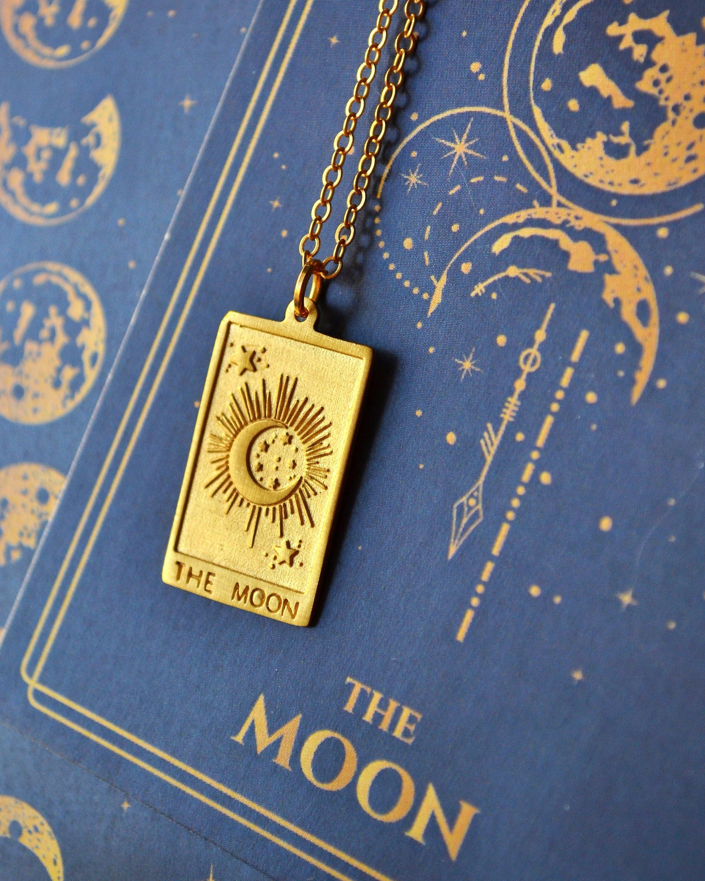 Tarot Mond Halskette,Tarot Schmuck,Astrologie Halskette,Geheimnis Halskette,Halbmond Halskette,Bedeutungsvolle Halskette,Tarot Penda