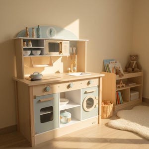 Drewniana kuchnia do zabawy Montessori | Zabawka do zabawy w gotowanie dla dzieci
