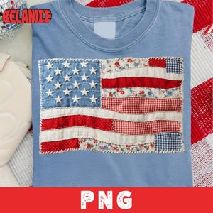 Patchwork US Flag Patriotic Design (PNG Digital Download)