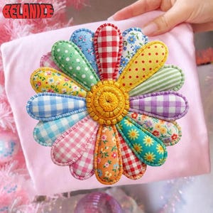 Mosaico de margaritas falso PNG, colcha de margaritas PNG, colcha de primavera PNG, flor de colcha PNG (descarga digital)