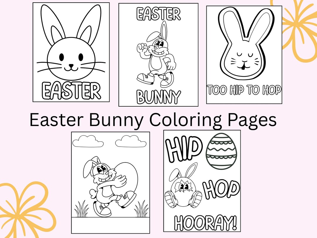 5 Easter Bunny Coloring Pages for Kids | (digital Download) - Etsy