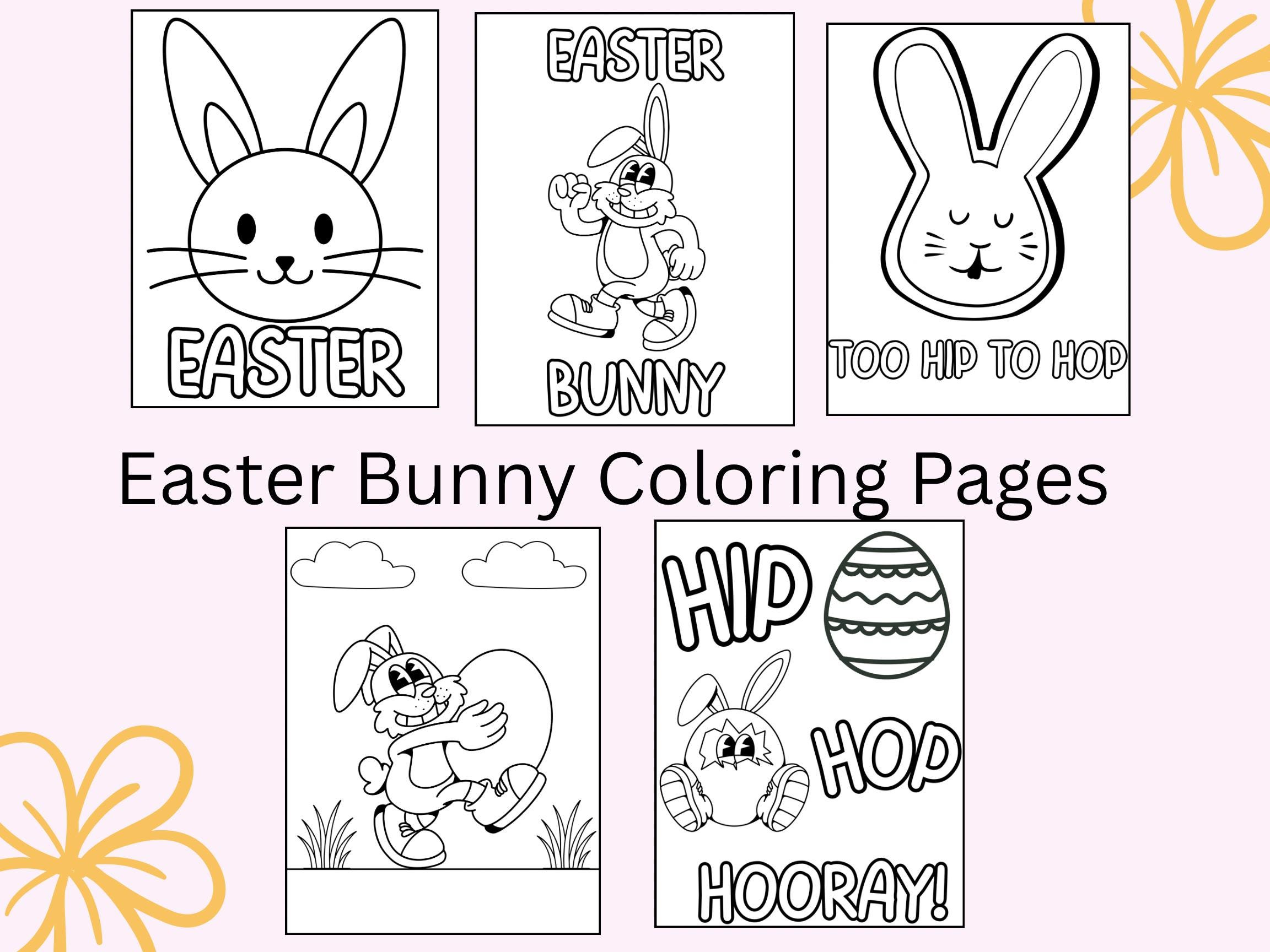 5 Easter Bunny Coloring Pages for Kids | (digital Download) - Etsy