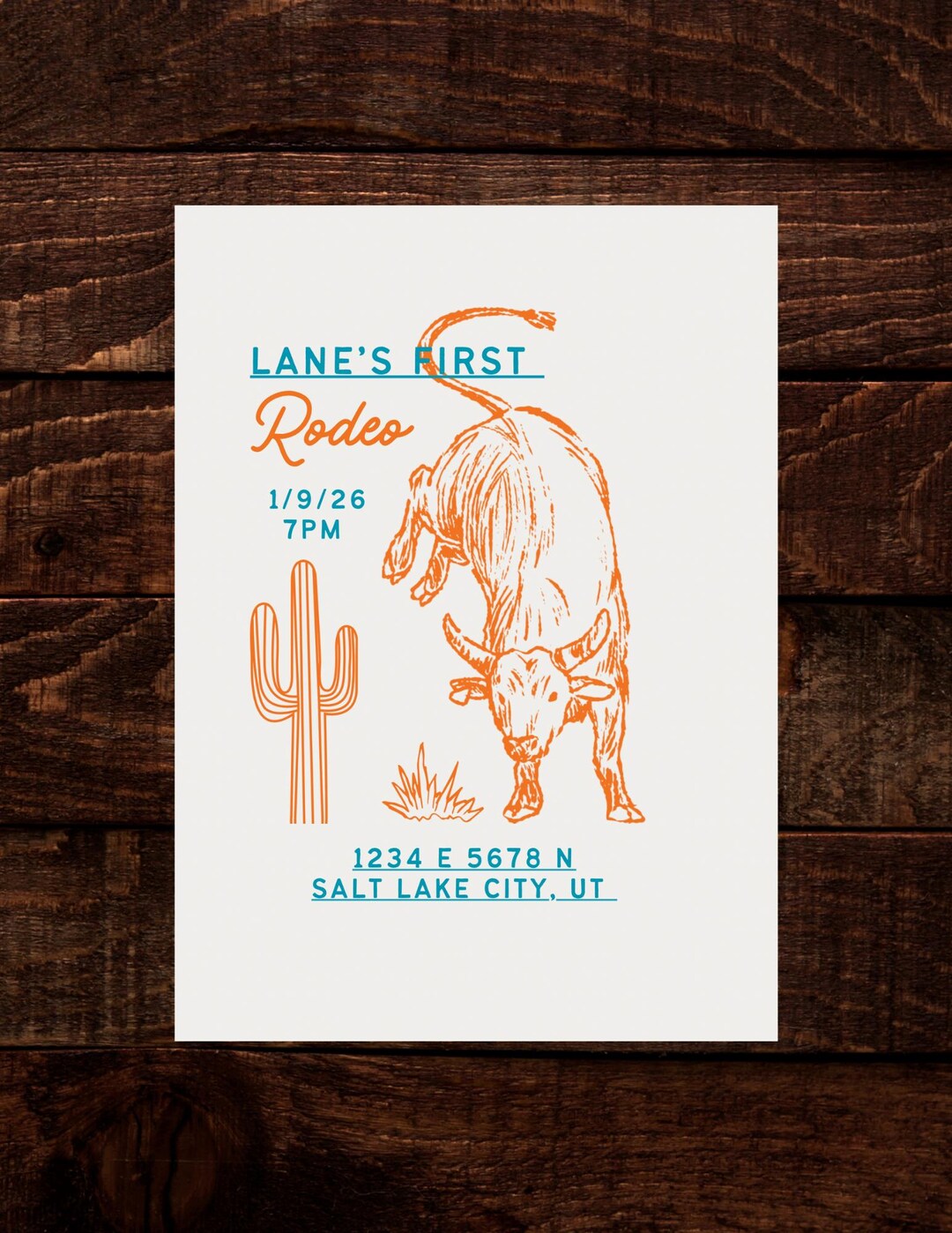 First Rodeo Birthday Invitation (orange) - Etsy
