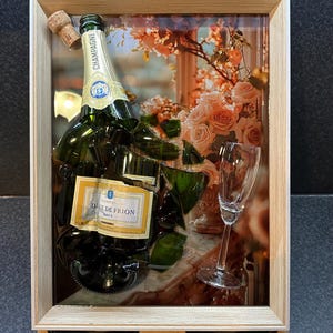 Bruiloft Champagne Gebroken Fles - Broken Bottle Epoxy Resin Art - Custom A3 Framed Wedding Gift Decor