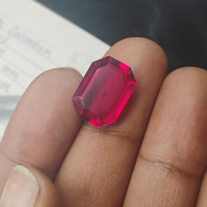 Lab Ruby 12.42 ctw Emerald Cut Fancy Red