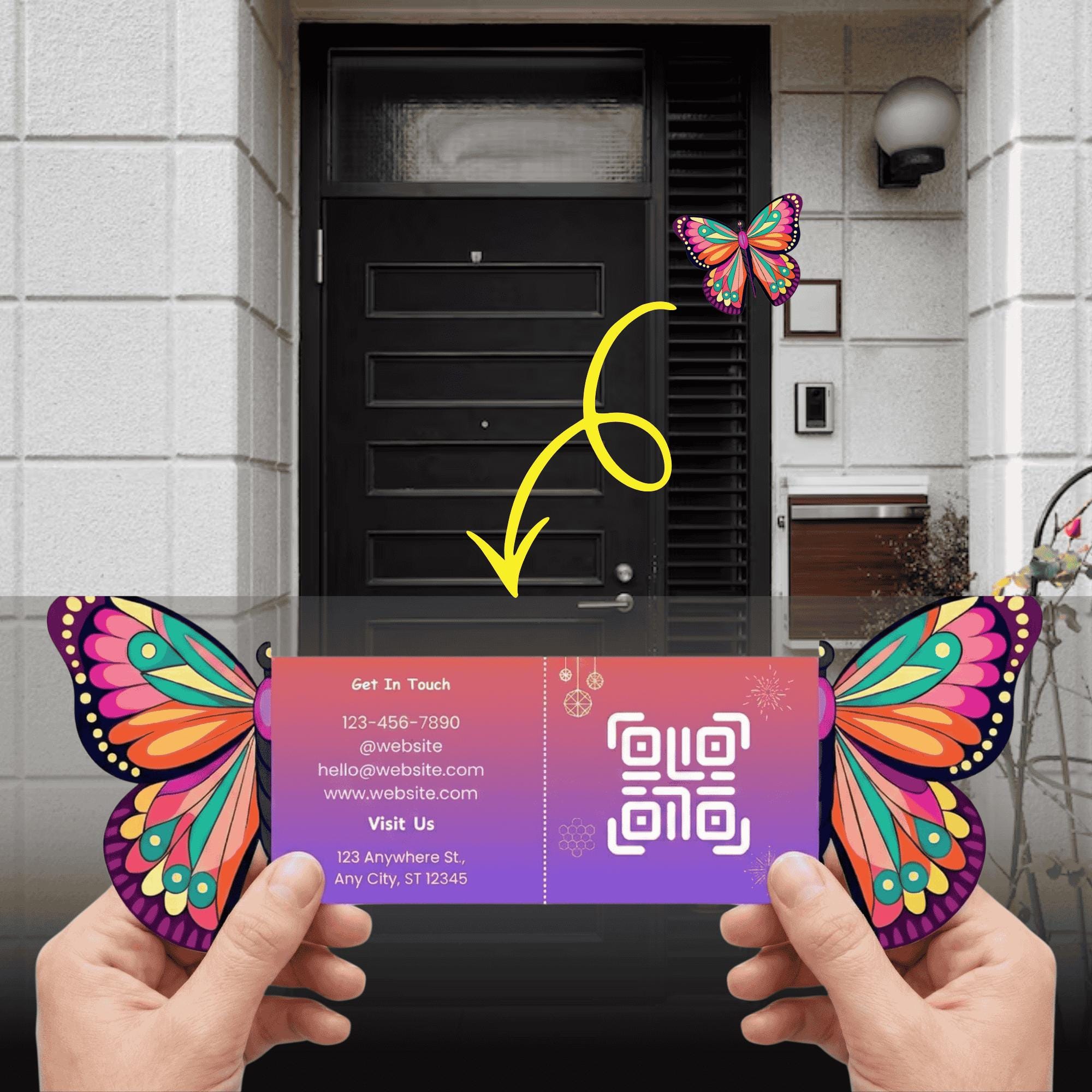 Butterfly Business Card Template | QR Code (digital Download ...
