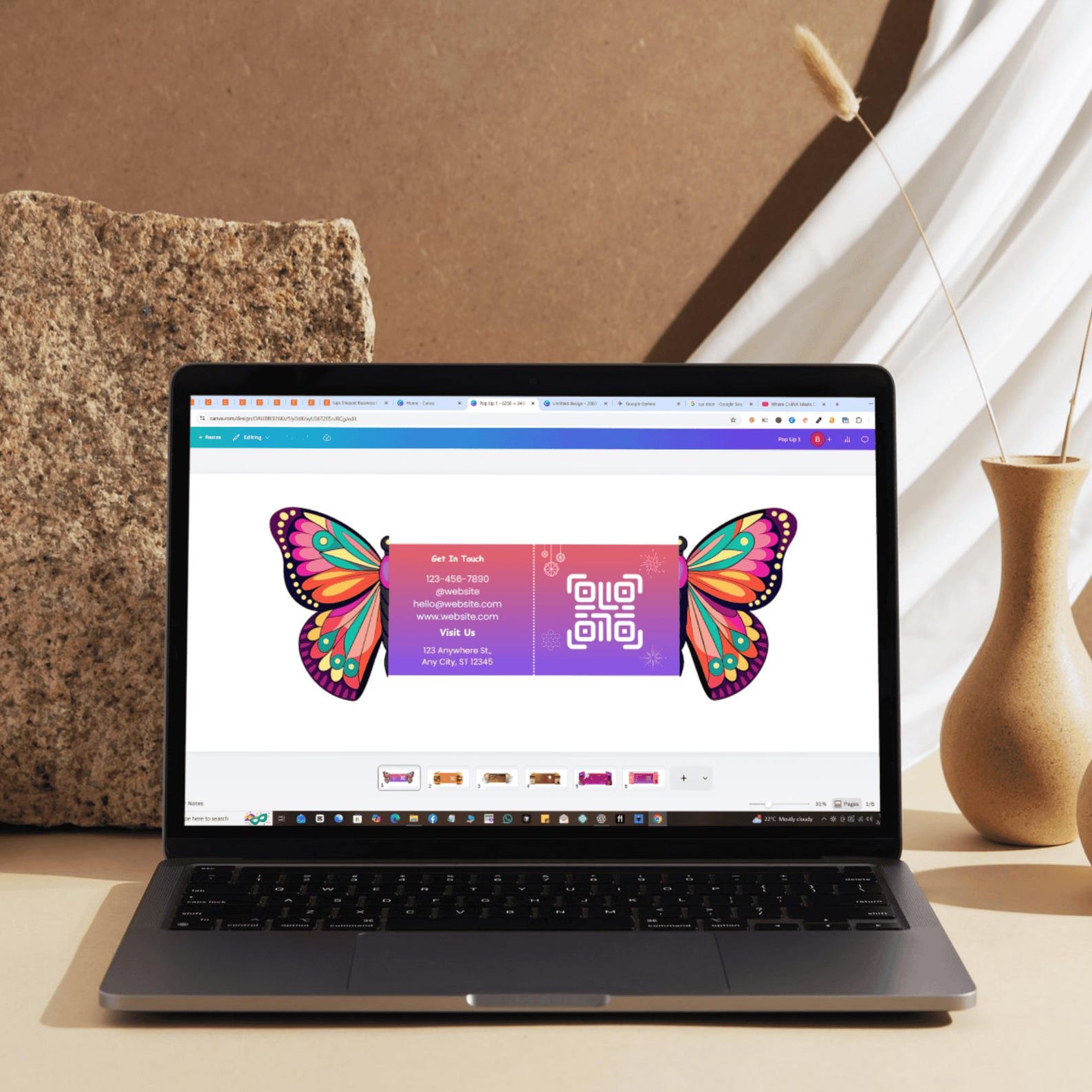 Butterfly Business Card Template | QR Code (digital Download ...