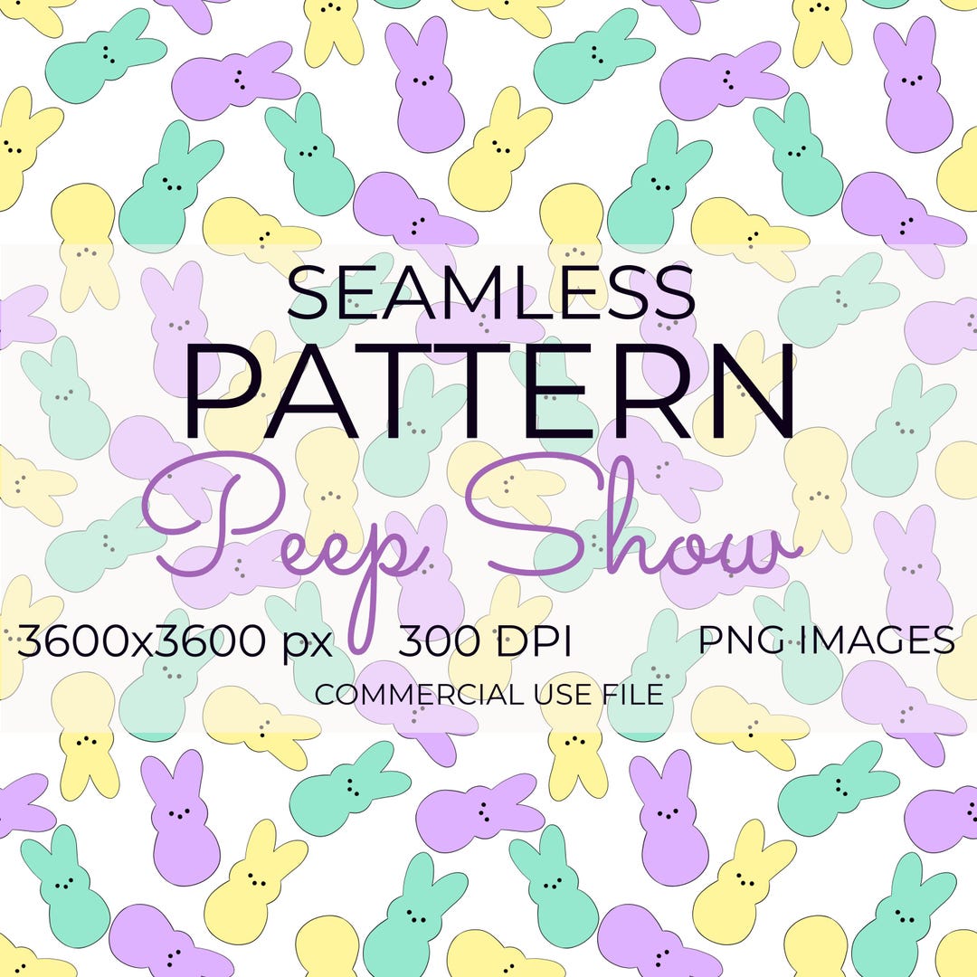 Peep Show Easter Seamless Pattern | Colorful Bunny Marshmallow PNG ...