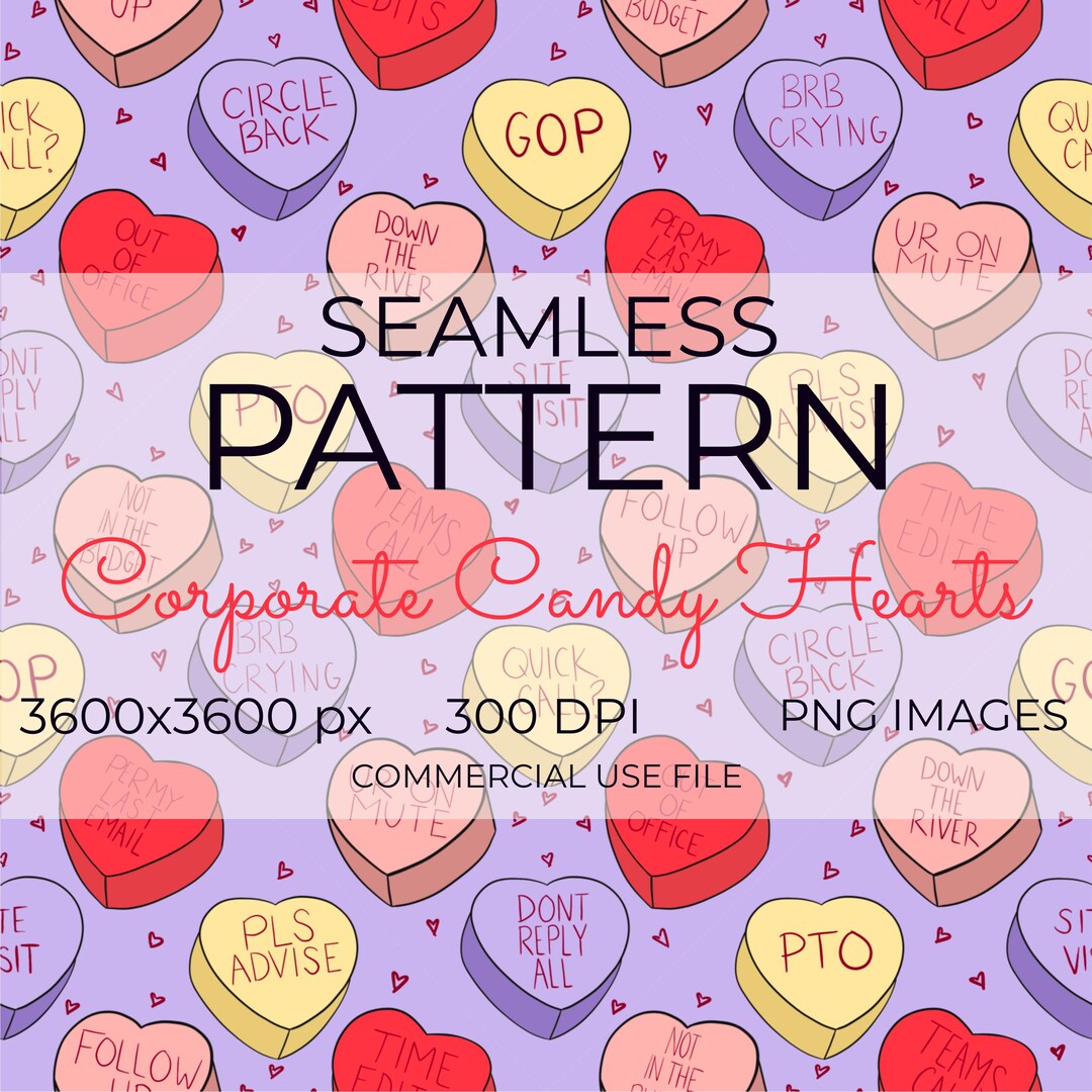 Corporate Candy Hearts Seamless Pattern | Office Valentine Digital ...