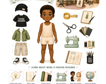 Fashion Designer Dress Up Printable, Career Activity for Preschool, Montessori Busy Book, Fine Motor Skills PDF, Homeschool