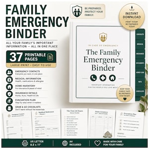 Family Emergency Binder Printable, In Case of Emergency Planner PDF, Just in Case Binder, What If Planner, Important Documents Organizer