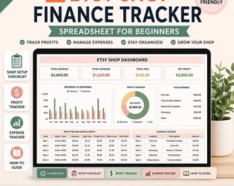 Etsy Shop Finance Tracker | Etsy Seller Spreadsheet for Beginners | Profit & Expense Tracker | Google Sheets Template