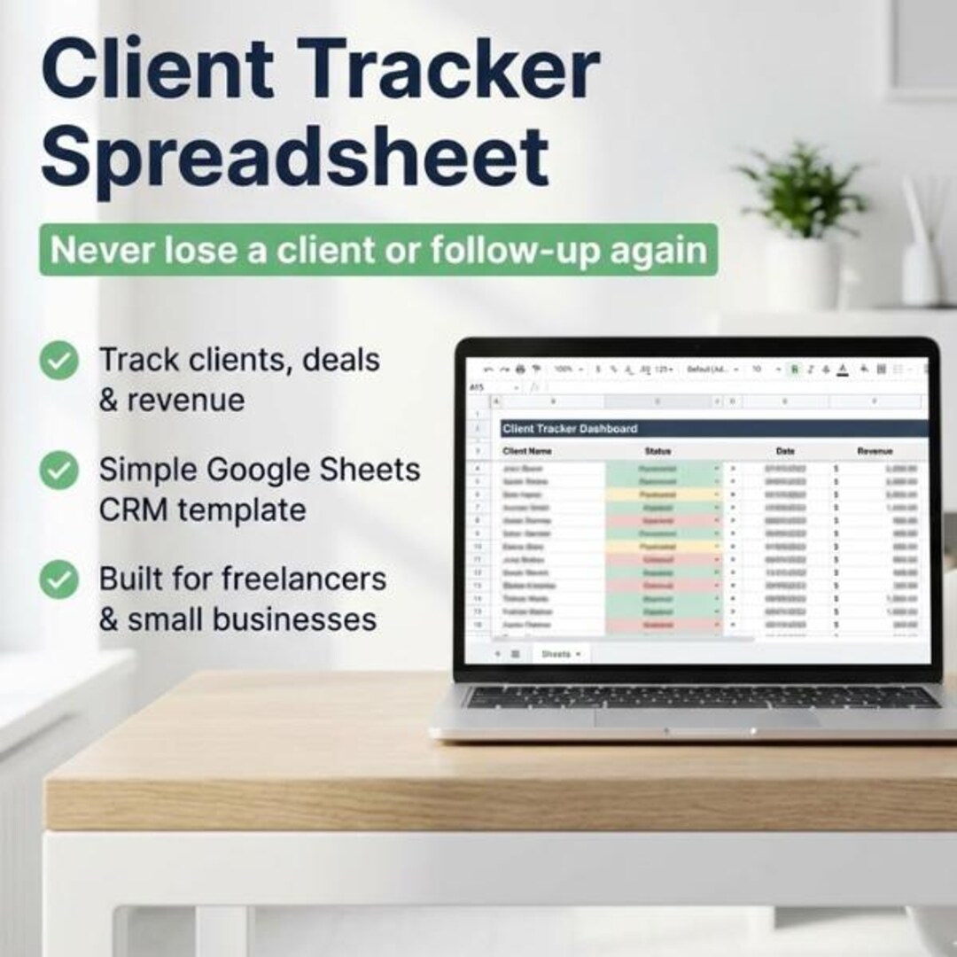 Client Tracker Spreadsheet | Google Sheets CRM Template (digital ...