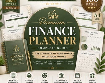 Budget Planner Printable PDF | 100 Page Finance Organizer | Savings & Debt Tracker | GoodNotes A4 + US Letter ADHD Friendly Instant Download