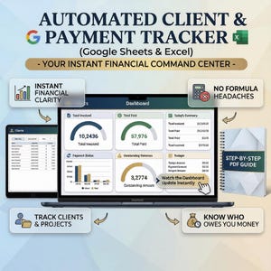 Client Tracker for Small Business Planner CRM | Google Sheets Invoice Payment Tracker | Lead Management & Task Organizer