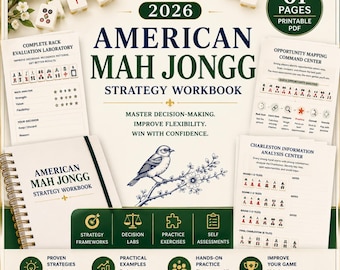 2026 American Mahjong Strategy Workbook, Mah Jongg Guide PDF, Lessons, Worksheets, Simulations, Assessments, 61 Printable Pages