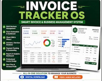 Ultimate Invoice Tracker OS | Google Sheets & Excel Invoice Generator, Client CRM, Payment Tracker, Dashboard for Small Business
