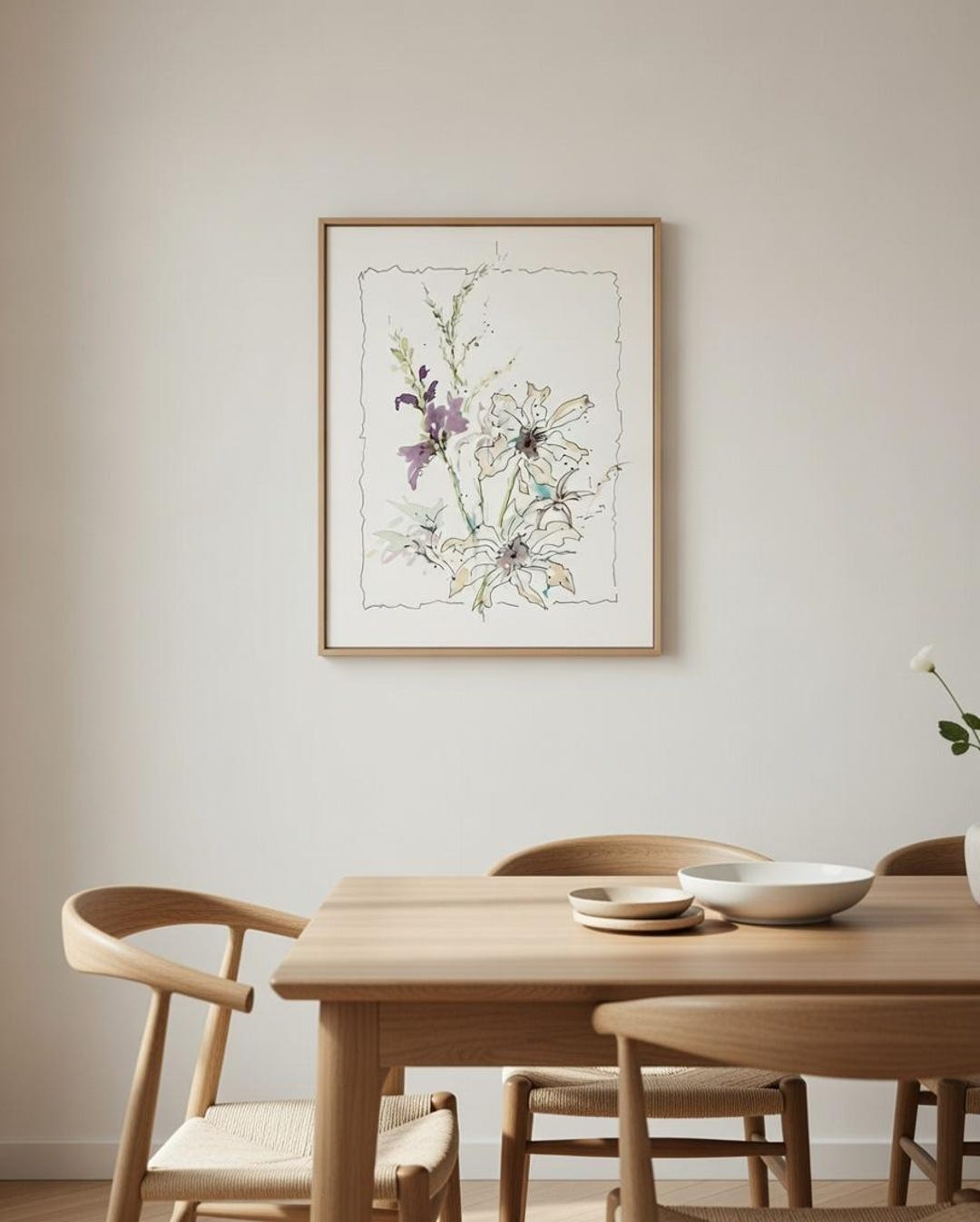 Violet Wildflowers Watercolor Print | Romantic Floral Wall Art Digital ...