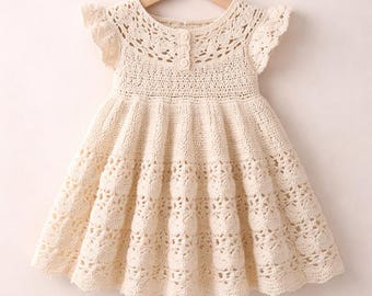 Vestido de bebé de crochet hecho a mano / Conjunto de encaje vintage