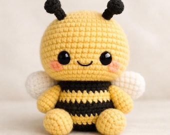 Abeja de peluche de ganchillo / Amigurumi hecho a mano, decoración infantil kawaii