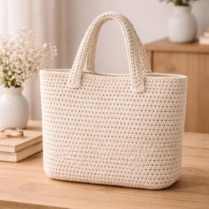 Handgjord virkad bomullsväska | Minimalistisk vardagsväska